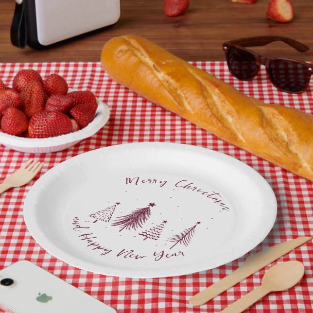 Assiettes En Carton Noël élégant sapin de Noël (Pique-nique)