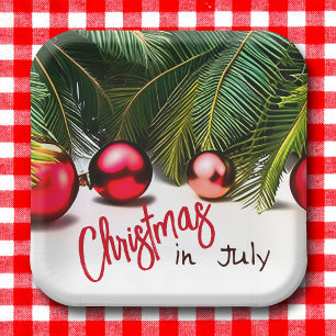 Assiettes En Carton Noël En Juillet Fête D'Été De Palmiers Tropicaux