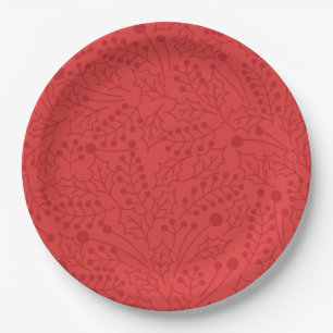 Assiettes En Carton Noël florissant Art Noël Holly Leaf Imprimer