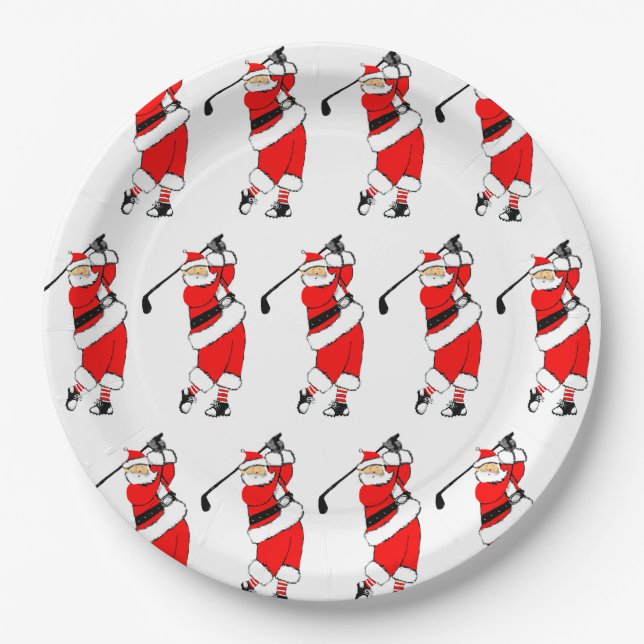 Assiettes En Carton Noël Golf Fête (Devant)
