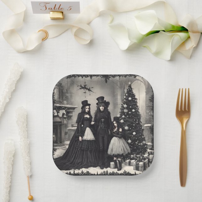 Assiettes En Carton Noël gothique (Mariage)