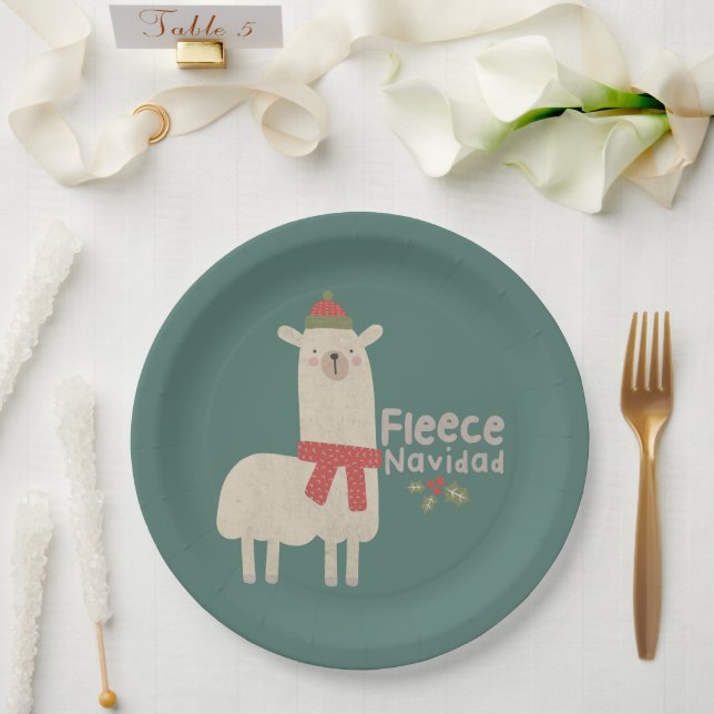 Assiettes En Carton Noël Llama Pun : Fleece Navidad (Mariage)