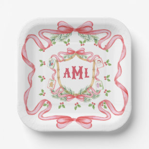 Assiettes En Carton Noël Mahjong Monogramme