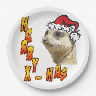 Assiettes En Carton Noël Meerkat Merry Xmas Plaque papier ronde