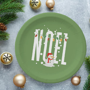 Assiettes En Carton Noël mignon coloré Noel Citation Snowman Moderne