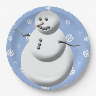 Assiettes En Carton Noël mignon de bonhommes de neige de vacances