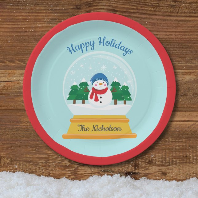 ASSIETTES EN CARTON NOËL NEIGE GLOBE (Créateur téléchargé)