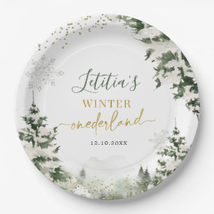 Assiettes En Carton Noël Onederland Forêt d'hiver Premier anniversaire