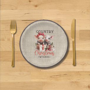 Assiettes En Carton Noël Pays avec deux porcelets