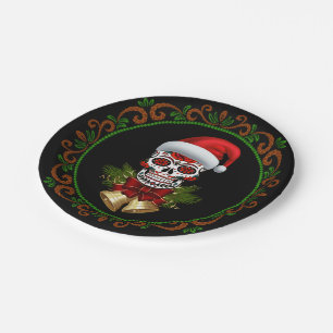 Assiettes En Carton Noël Père Noël Jour Du Crâne Sugar Morts