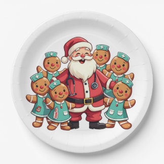 Assiettes En Carton Noël Père Noël Pain d'épices Infirmières