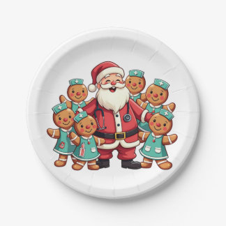 Assiettes En Carton Noël Père Noël Pain d'épices Infirmières