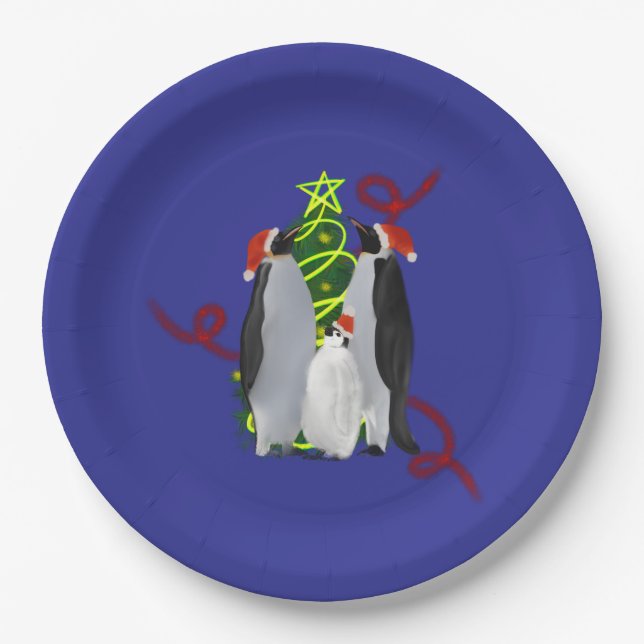 Assiettes En Carton Noël pingouin (Devant)