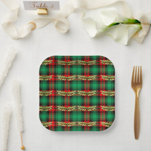 Assiettes En Carton Noël Plaid Et Feuilles