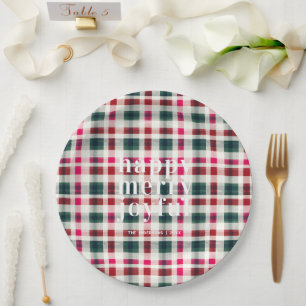 Assiettes En Carton Noël Plaid moderne Joyeux Joyeux