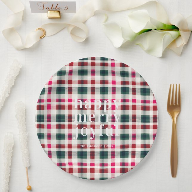 Assiettes En Carton Noël Plaid moderne | Joyeux Joyeux (Mariage)