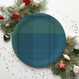 Assiettes En Carton Noël plaid simple marine verte fête de vacances