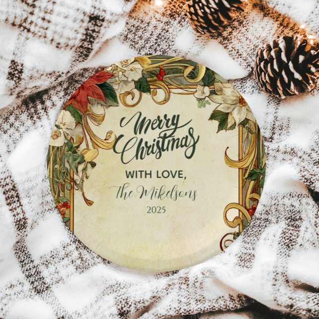 Assiettes En Carton Noël Poinsettia vintage (Créateur téléchargé)