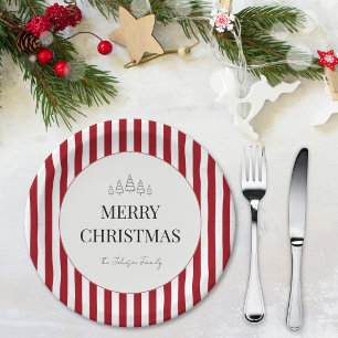 Assiettes En Carton Noël rayé classique