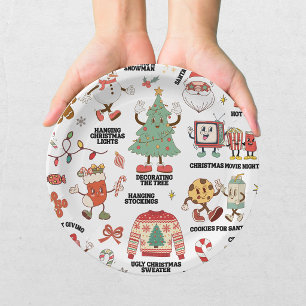Assiettes En Carton Noël Rétro Nostalgique Vert Et Rouge
