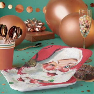 Assiettes En Carton Noël rétro Père Noël Fête de Noël