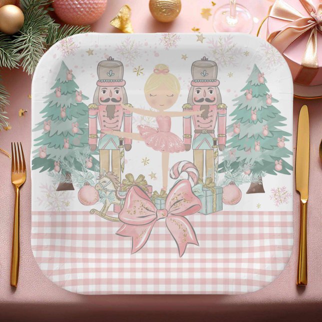 Assiettes En Carton Noel rose pâle Pastel de Nutcracker (Créateur téléchargé)