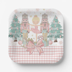 Assiettes En Carton Noel rose pâle Pastel de Nutcracker