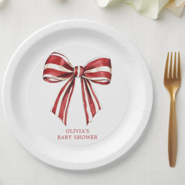 Assiettes En Carton Noël rouge | Baby shower blanc de la boîte de coqu (Créateur téléchargé)