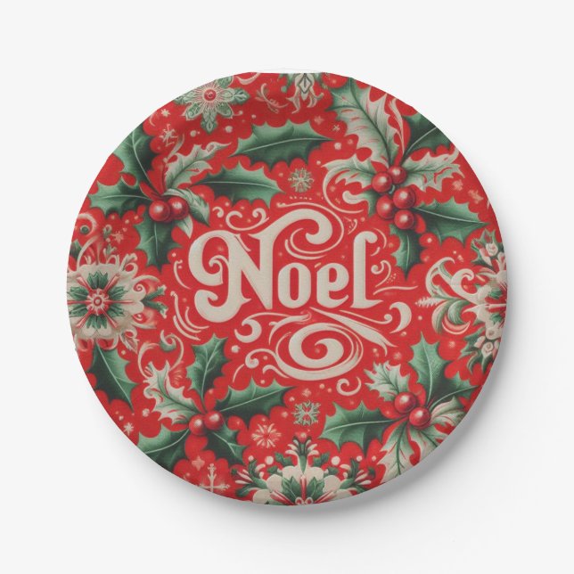 Assiettes En Carton Noel rouge et vert (Devant)
