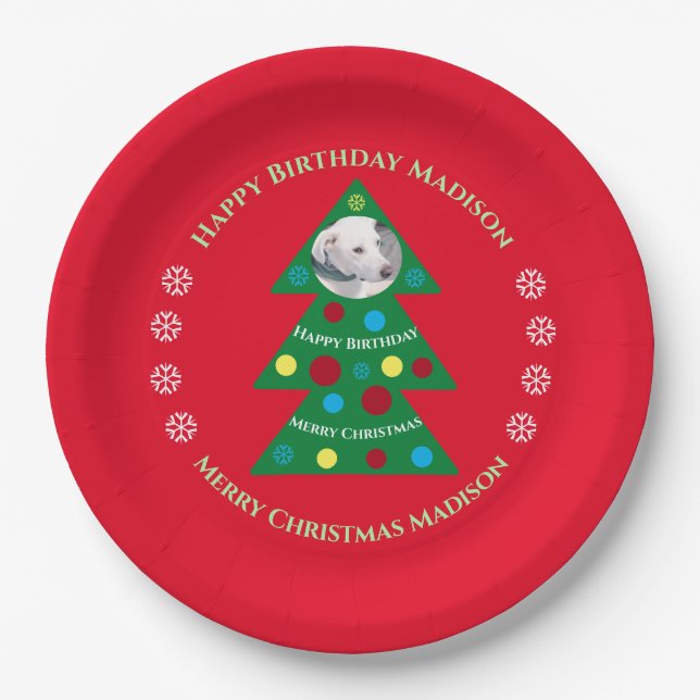 Assiettes En Carton Noël Rouge mignon Anniversaire Fête Fête (Devant)