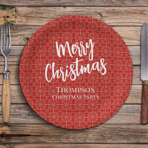 Assiettes En Carton Noël Rouge traditionnel Simple Elégant hiver