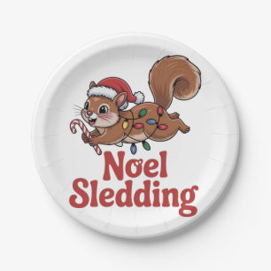 Assiettes En Carton Noel Traîneau Noël Écureuil Animal Traîneau H