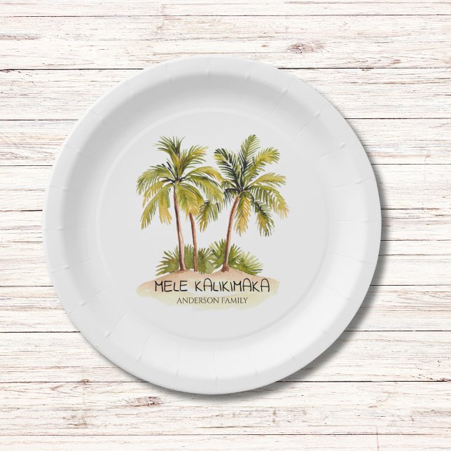 Assiettes En Carton Noël tropical hawaïen de Mele Kalikimaka (Créateur téléchargé)
