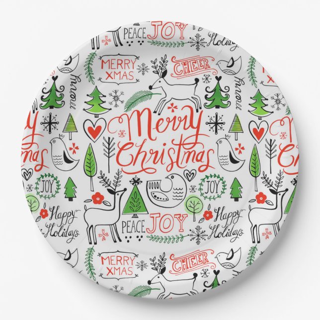 Assiettes En Carton Noël typographique (Devant)