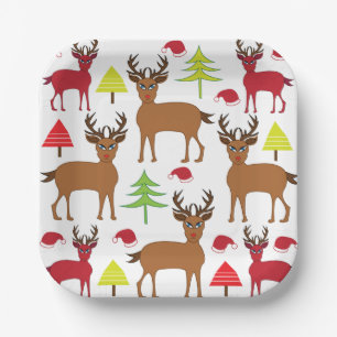 Assiettes En Carton Noël Vacances d'hiver Deer