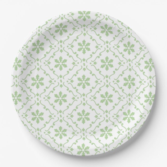 Assiettes En Carton Noël Vacances Moderne Russe Vert Motif (Devant)
