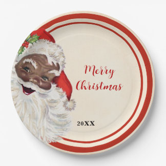 Assiettes En Carton Noël vintage Père Noël