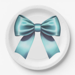 Assiettes En Carton Nœud bleu turquoise Élégant Mariage Réception de m