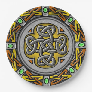Assiettes En Carton Noeud de celtic d'image numérique d'acier, de cui