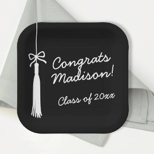 Assiettes En Carton Nœud Élégant Coquette Grad Tassel Diplômé Noir