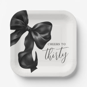 Assiettes En Carton Nœud noir 30ème 40ème 50ème anniversaire 