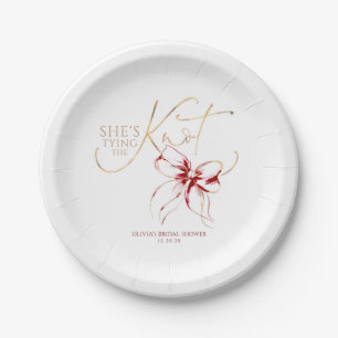 Assiettes En Carton Noeud Rouge Elle Fait Son Nœud Lancer de Mariée