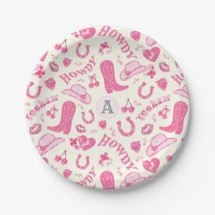 Assiettes En Carton Nœuds Rose Fille Mignonne Cowgirl Cerises Monogram