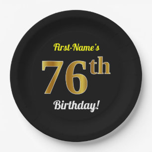 Assiettes En Carton Noir, anniversaire d'or de Faux soixante-seizième