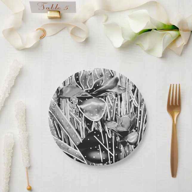 Assiettes En Carton Noir&Blanc Anniversaire inoubliable Plaque papier  (Mariage)