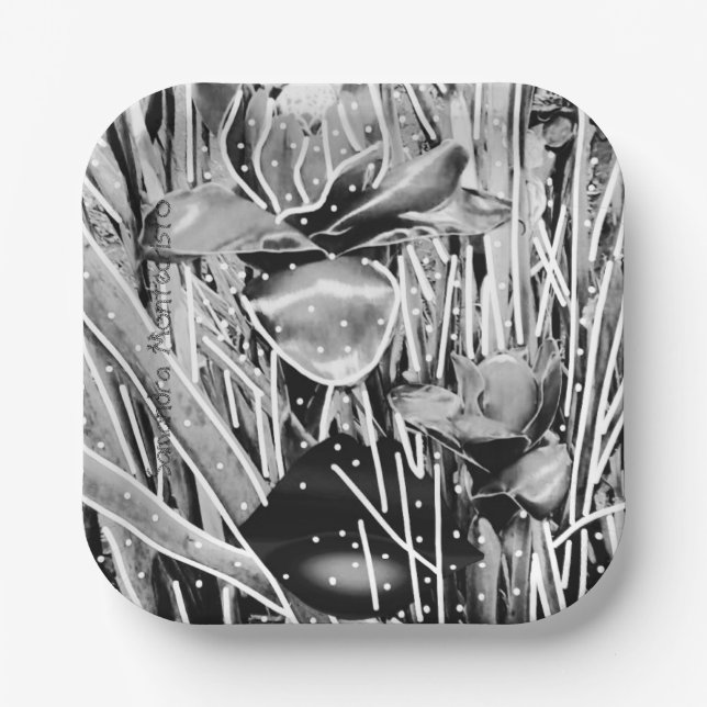 Assiettes En Carton Noir&Blanc Anniversaire inoubliable Plaque papier  (Recto)