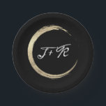 Assiettes En Carton Noir Blanc Cercle Monogramme Initiales minimes<br><div class="desc">florenceK design minimalisme et charme élégant</div>