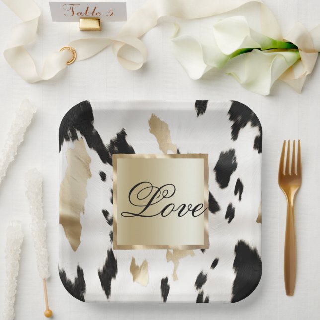 Assiettes En Carton Noir Blanc Glam Cachet Mariage du sud-ouest (Mariage)