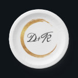 Assiettes En Carton Noir Blanc Or Anneau Monogramme Initiales Nom<br><div class="desc">florenceK design minimalisme et charme élégant</div>