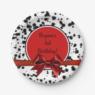 Assiettes En Carton Noir Blanc Rouge Arc Taches Dalmatien Fête d'anniv